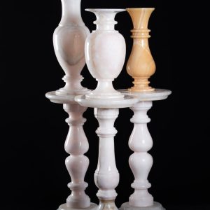Set of Three Onyx Pedestal Vases